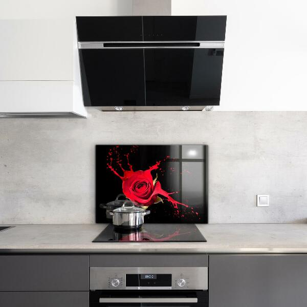 Kitchen splashback Red rose abstract