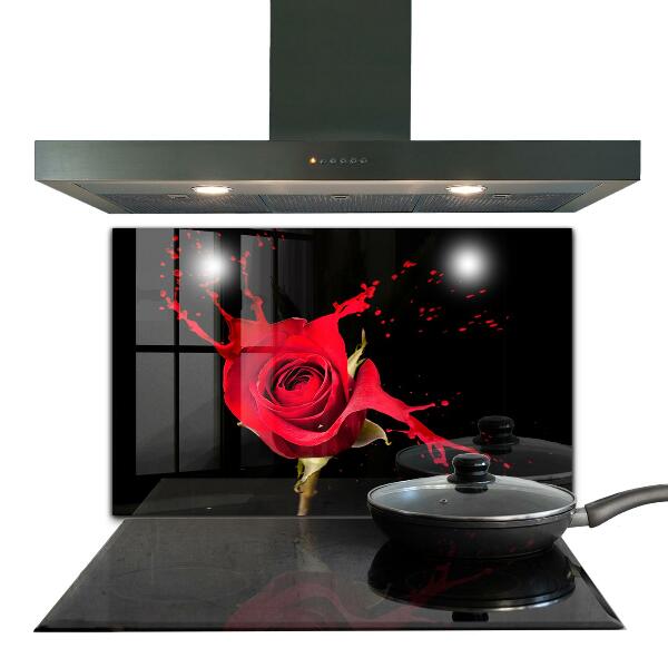 Kitchen splashback Red rose abstract