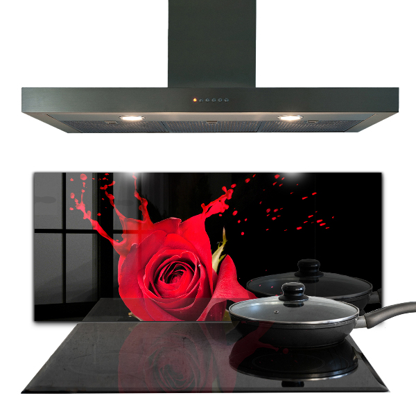 Kitchen splashback Red rose abstract
