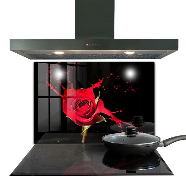 Kitchen splashback Red rose abstract