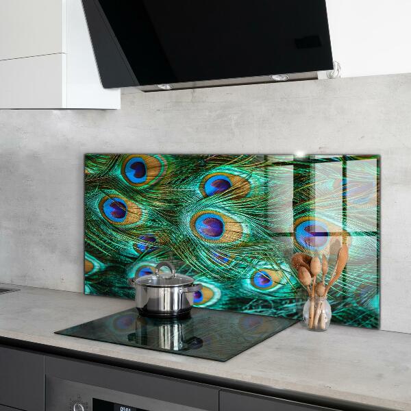 Glass splashback Peacock feathers beautiful nature