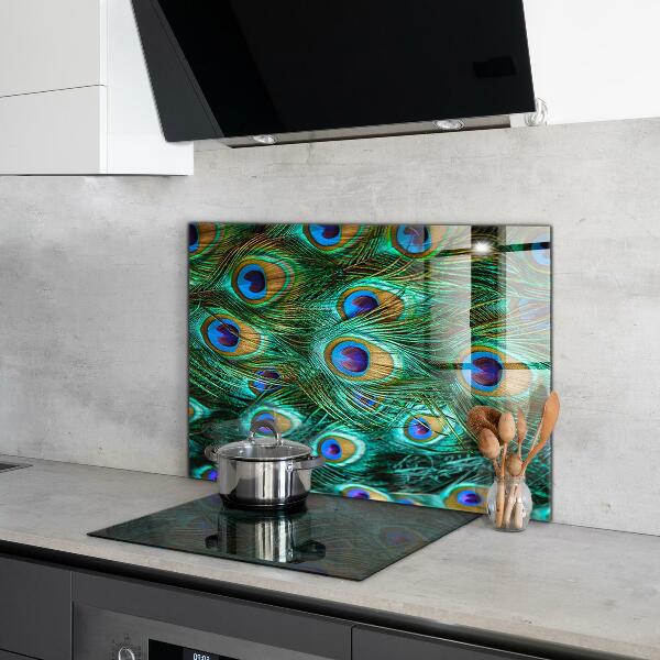 Glass splashback Peacock feathers beautiful nature