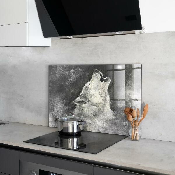 Cooker splashback Canadian wolf illustration