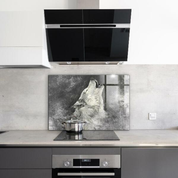 Cooker splashback Canadian wolf illustration