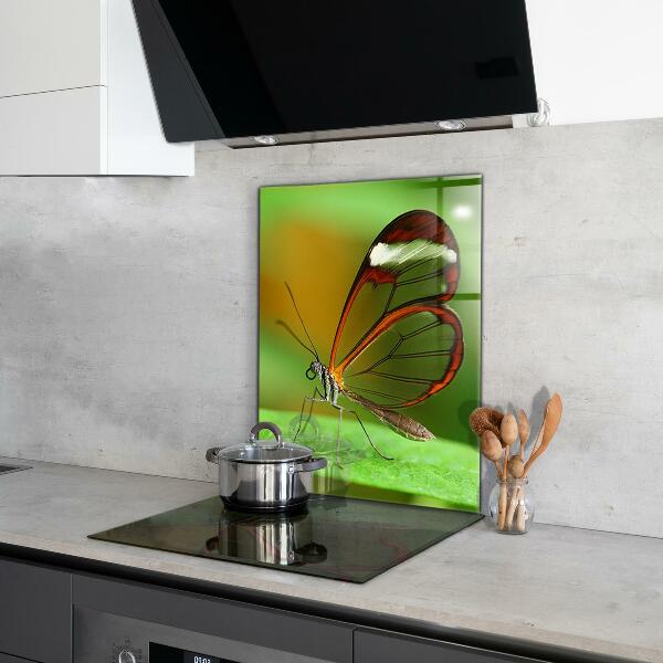 Cooker splashback Butterfly on a leaf