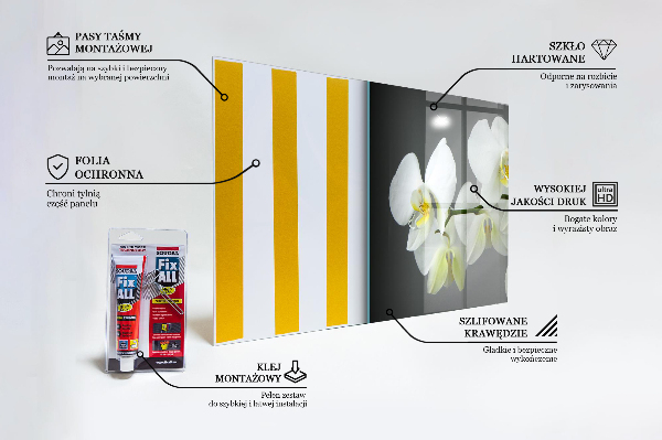 Kitchen splashback White orchid on black background