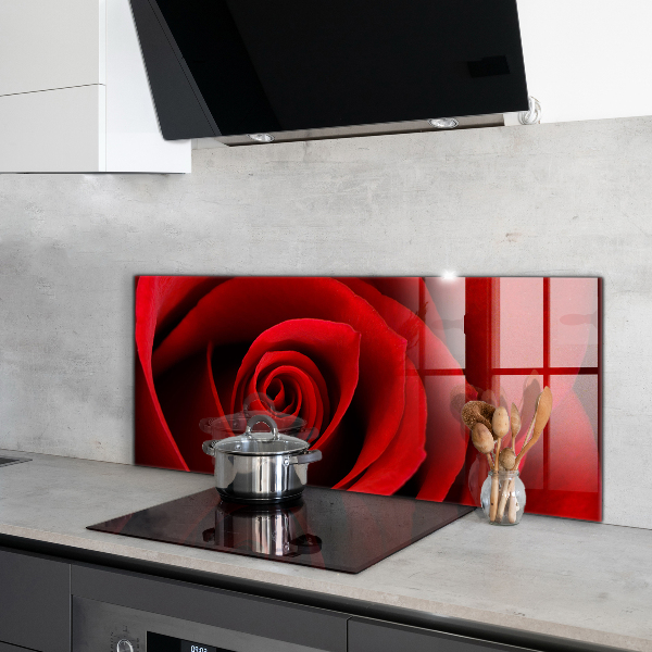 Kitchen splashback Red rose love