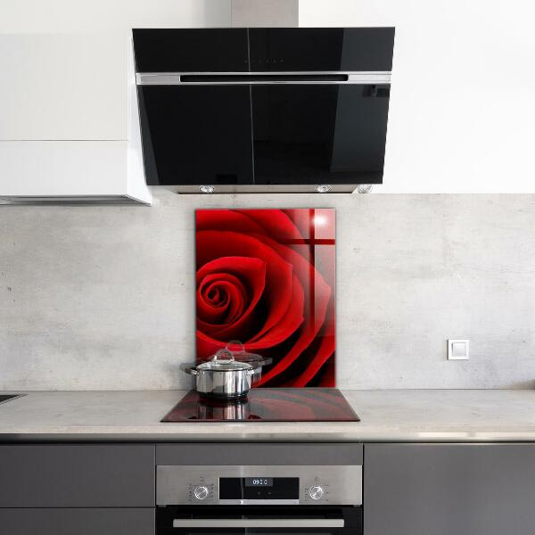 Kitchen splashback Red rose love