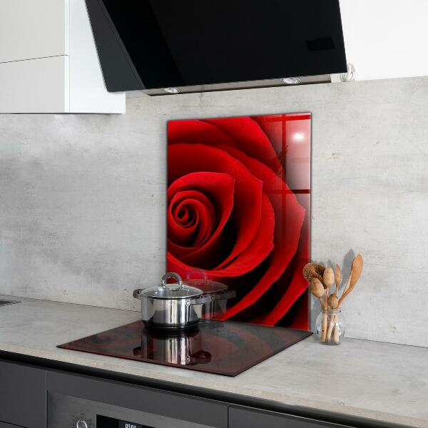 Kitchen splashback Red rose love