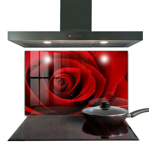 Kitchen splashback Red rose love