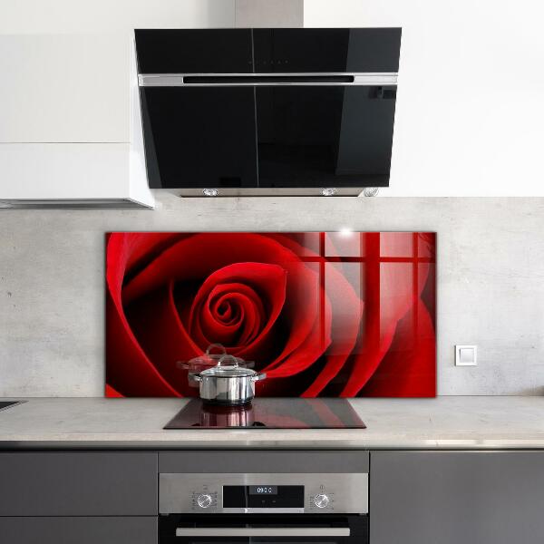 Kitchen splashback Red rose love