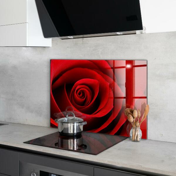 Kitchen splashback Red rose love