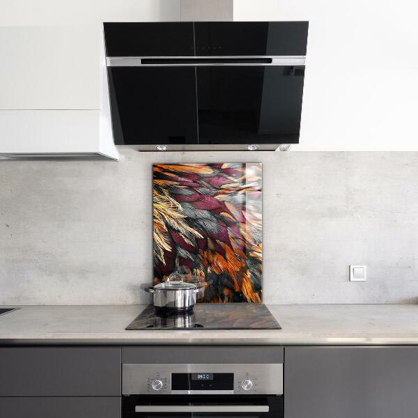 Glass splashback Colorful bird feathers