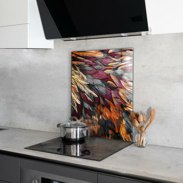 Glass splashback Colorful bird feathers