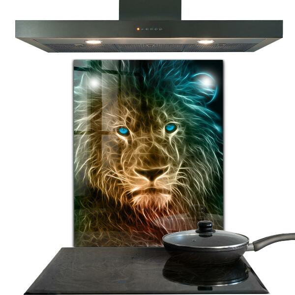 Cooker splashback Lion in abstract edition
