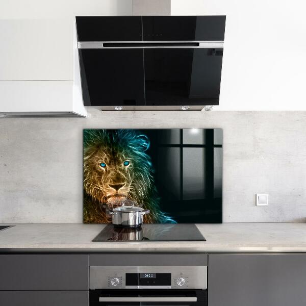Cooker splashback Lion in abstract edition