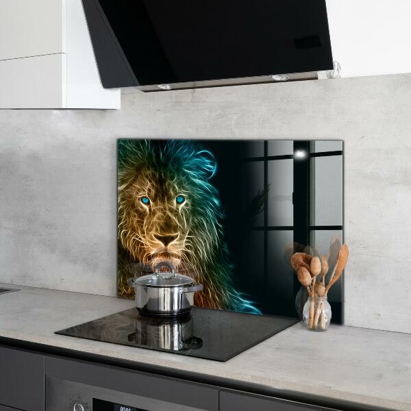 Cooker splashback Lion in abstract edition