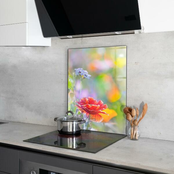 Kitchen wall panels Summer meadow of poppies