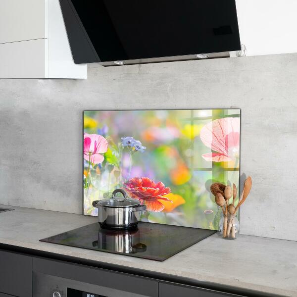 Kitchen wall panels Summer meadow of poppies