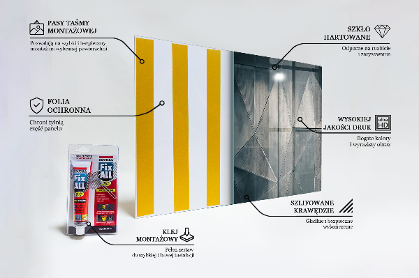 Glass splashback Metal abstract triangles