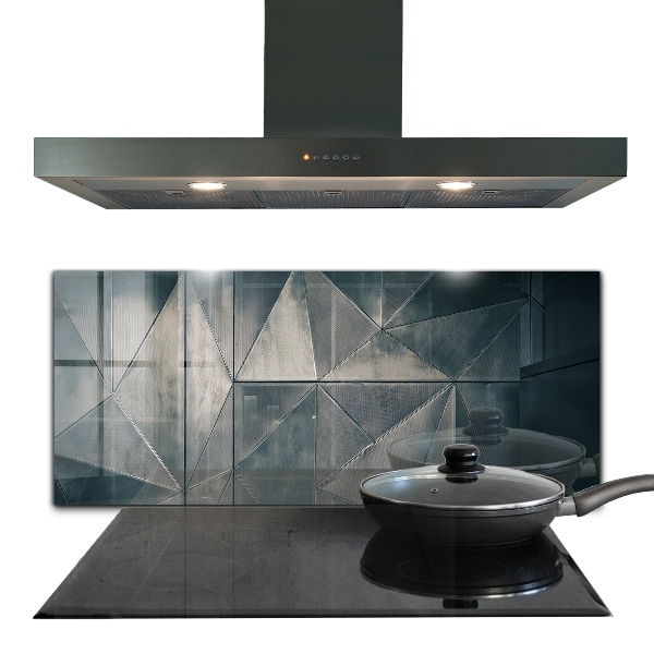 Glass splashback Metal abstract triangles