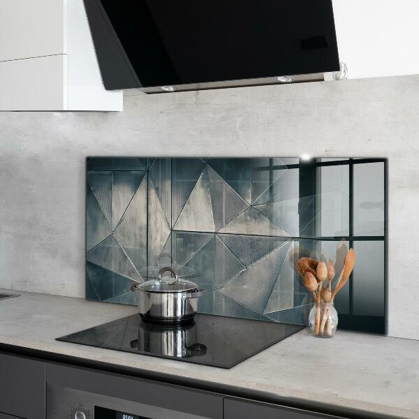 Glass splashback Metal abstract triangles