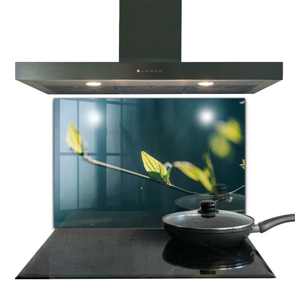 Kitchen wall panels Shiny leaf on branch