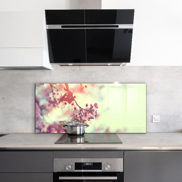 Kitchen wall panels Blooming pink tree