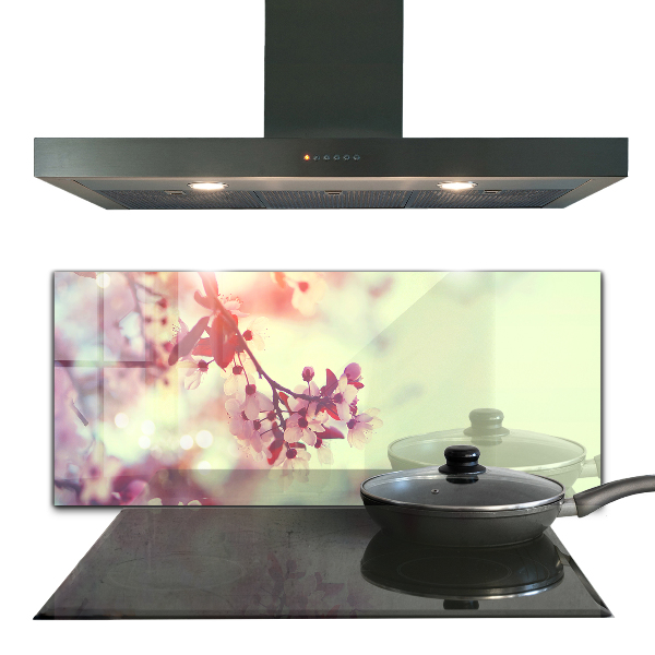 Kitchen wall panels Blooming pink tree