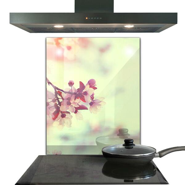 Kitchen wall panels Blooming pink tree