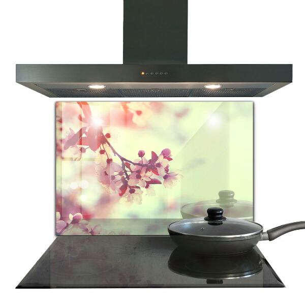 Kitchen wall panels Blooming pink tree