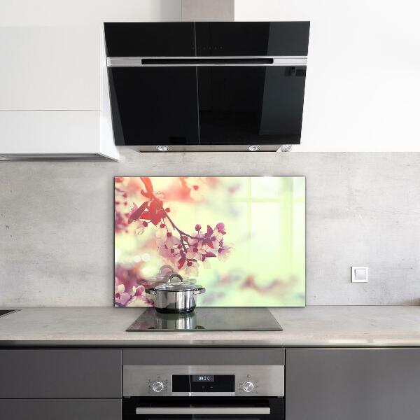 Kitchen wall panels Blooming pink tree