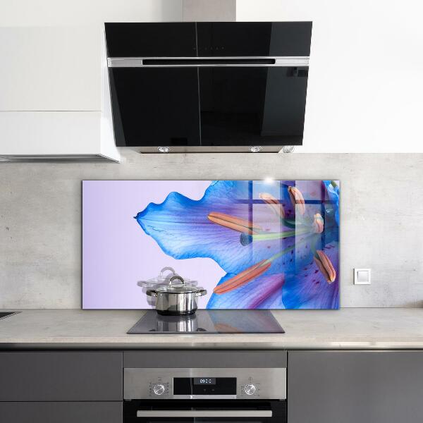 Kitchen wall panels Beautiful blue lily