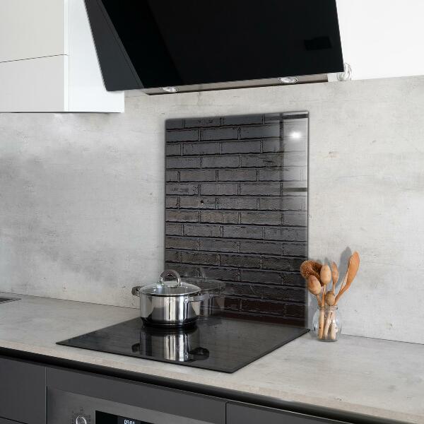 Kitchen splashback Black brick concrete