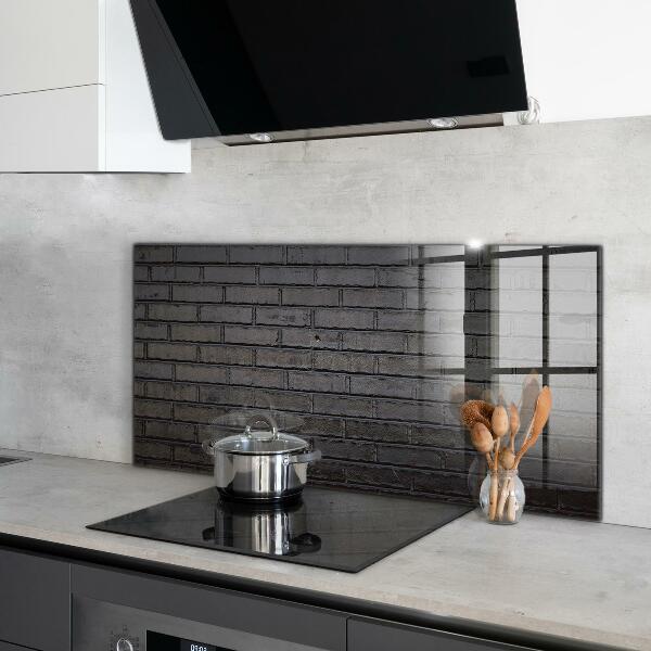 Kitchen splashback Black brick concrete