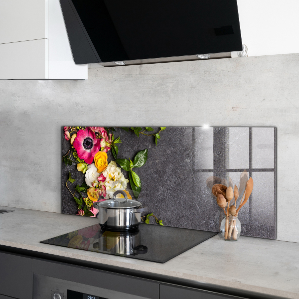 Kitchen wall panels Natural flowers composition