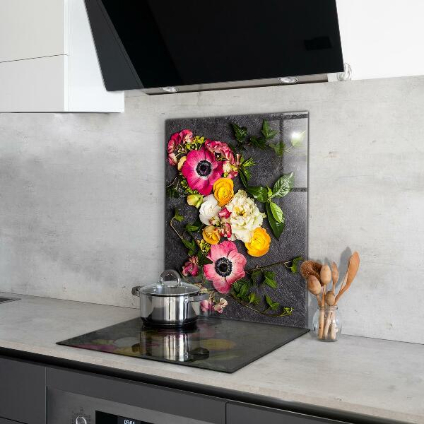 Kitchen wall panels Natural flowers composition