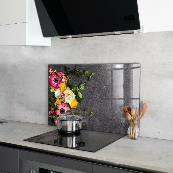 Kitchen wall panels Natural flowers composition