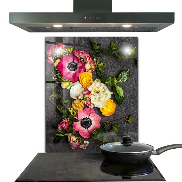 Kitchen wall panels Natural flowers composition
