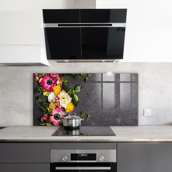 Kitchen wall panels Natural flowers composition