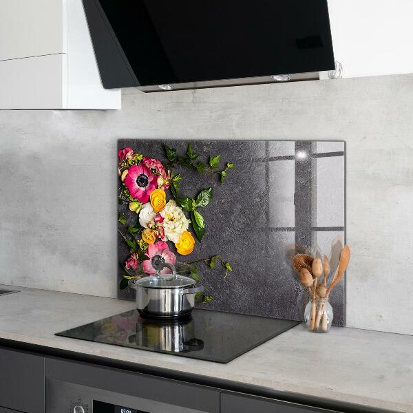 Kitchen wall panels Natural flowers composition