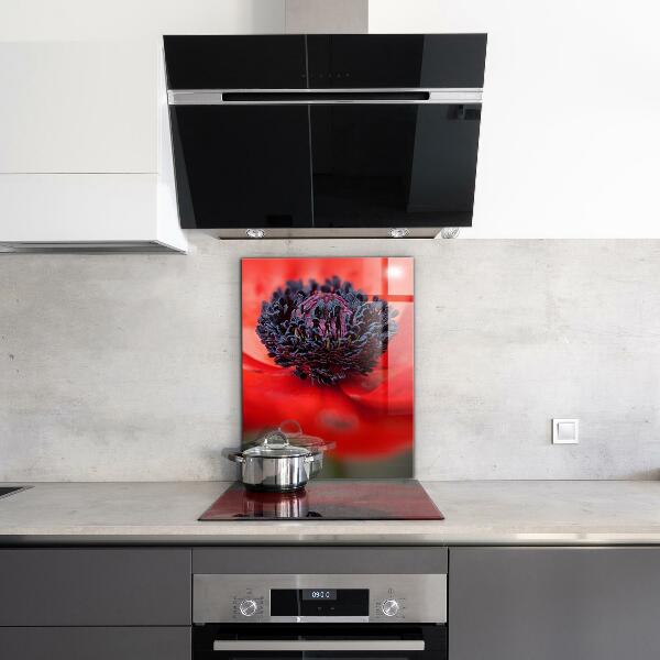 Kitchen wall panels Red poppy details