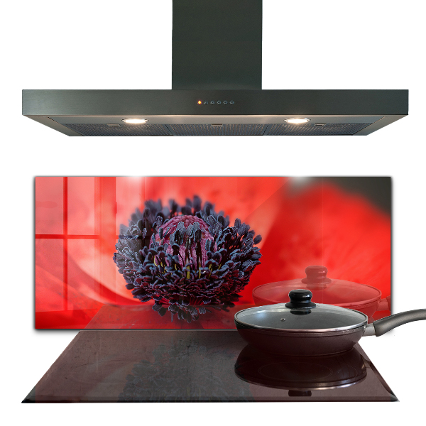 Kitchen wall panels Red poppy details