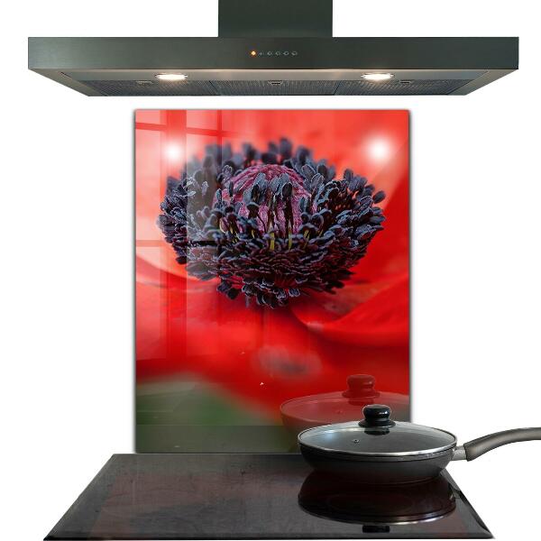 Kitchen wall panels Red poppy details