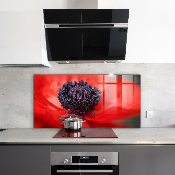 Kitchen wall panels Red poppy details