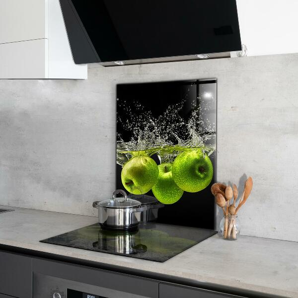 Kitchen splashback Green apples in water