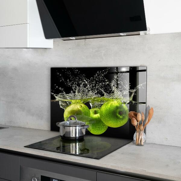Kitchen splashback Green apples in water