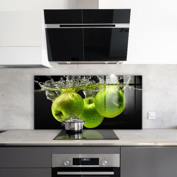 Kitchen splashback Green apples in water