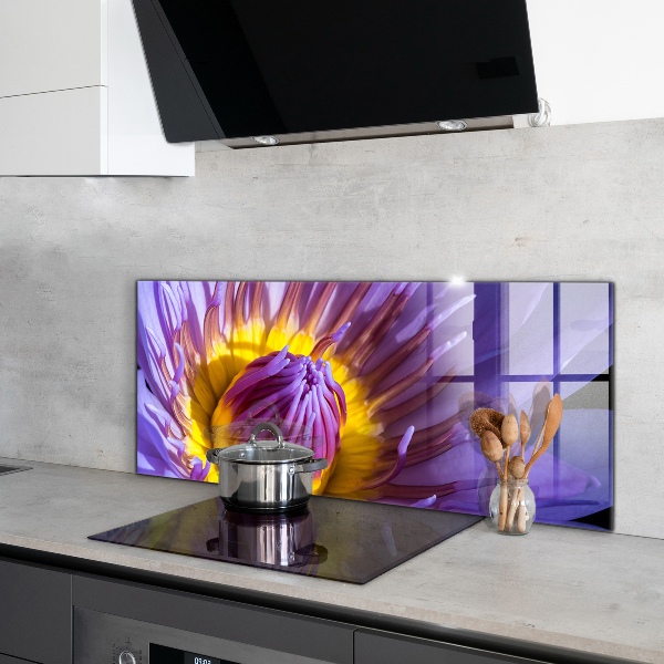 Kitchen wall panels Purple flower details