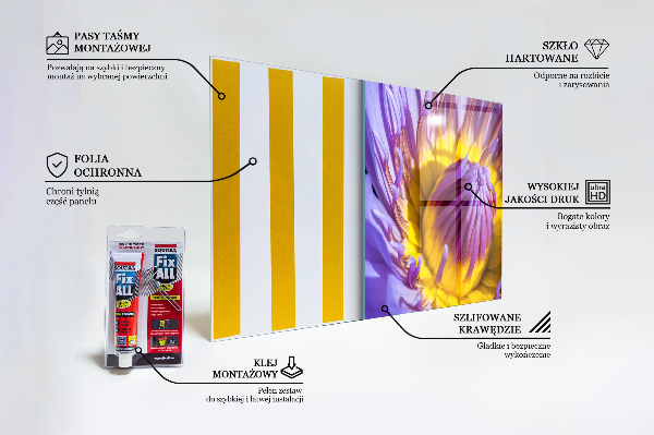 Kitchen wall panels Purple flower details